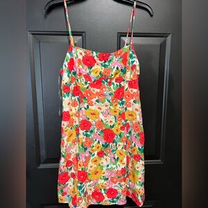 Le Lis Floral Mini Dress - Red, Orange, Green